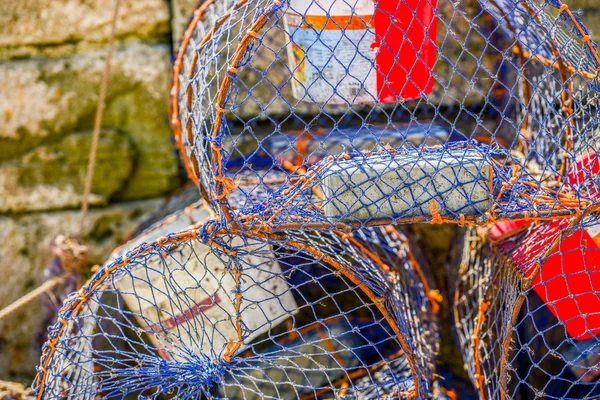 Armários de pesca dispostos em cima uns dos outros — Fotografia de Stock