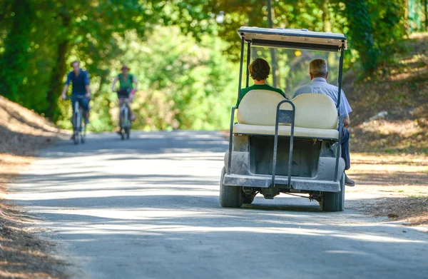 Dva muži, jízda v autě elektrický sportovní turistické — Stock fotografie