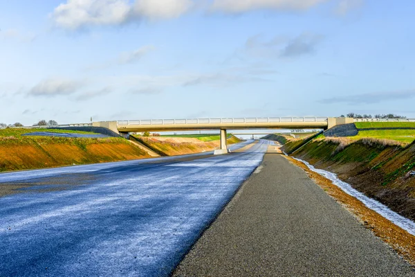 Asphalt road with white lines — Stock Photo, Image