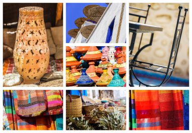 Composition of objects or typical places of Morocco clipart