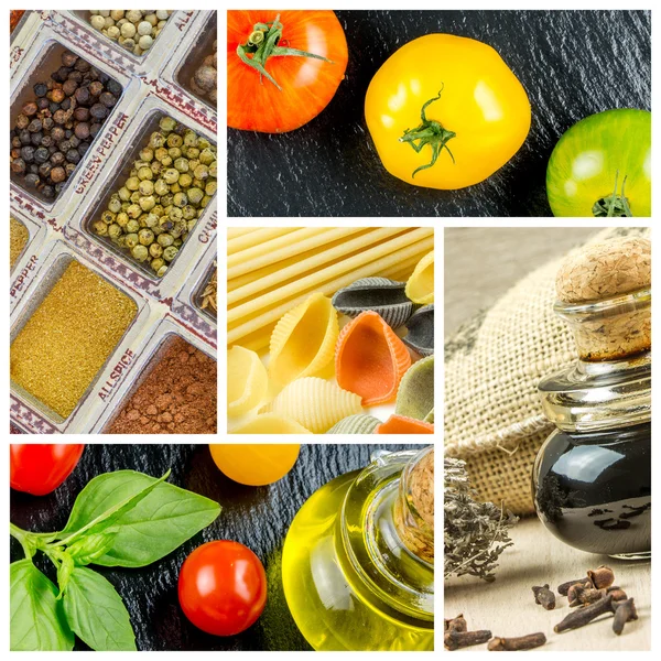 Colorful collage with cooking ingredients — Stock Photo, Image