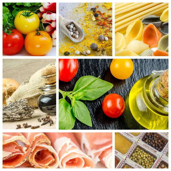 Colorful collage with cooking ingredients — Stock Photo, Image