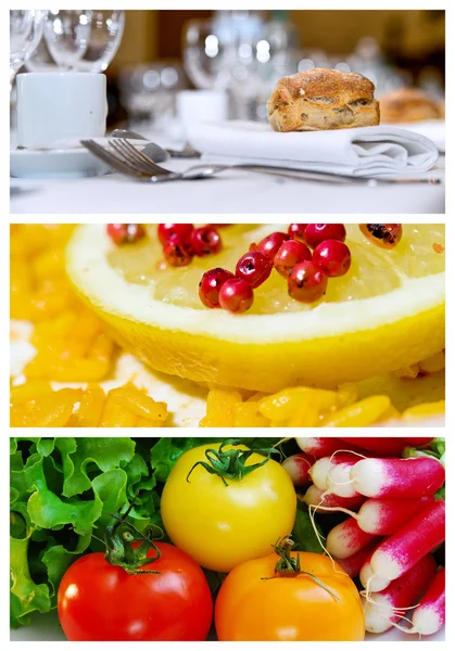 Färgstarka collage med matlagning ingredienser — Stockfoto