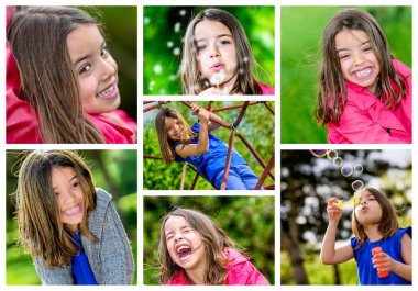 Genç çocuklar açık havada oyun kolaj