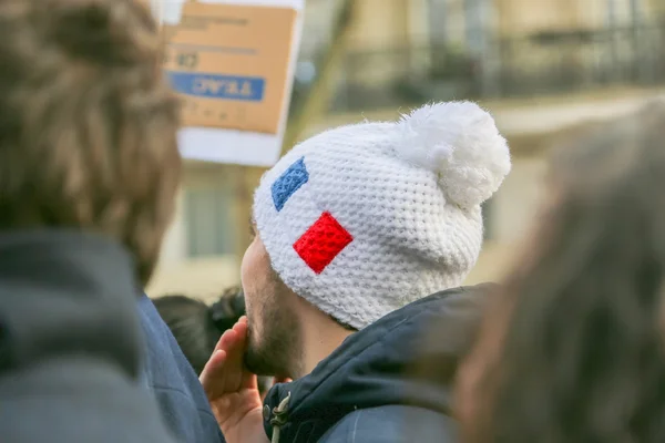 PARIS - França em 08 de janeiro de 2015: Protesto pacífico na Place de la Republique — Fotografia de Stock