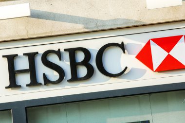 France - FEB 12: HSBC Bank on February 12 2015 in Paris, France clipart