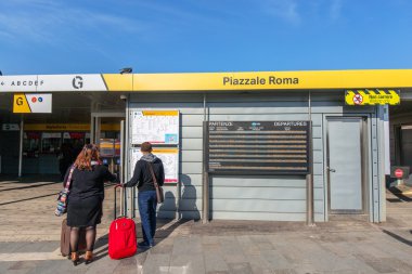 VENICE, ITALY - MAR 18 - ACTV ticket office Station Piazzale Rom clipart