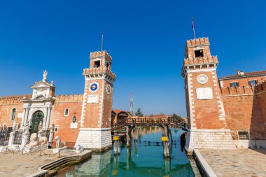 Tower at the entrace of the Arsenale of Venice, Italy clipart
