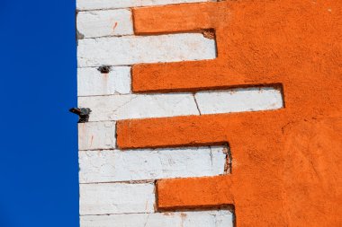 Fransız bayrağı gibi Venise bir eski renkli duvar yakın çekim