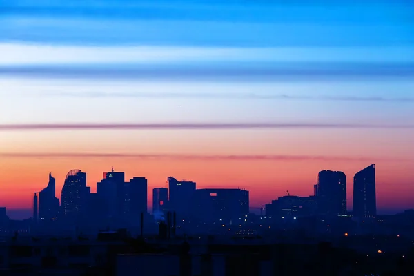 Paris La defense skyline at sunset