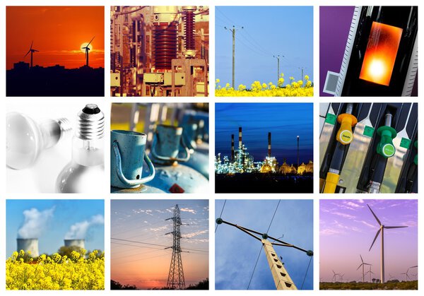 Концепции коллажа энергии и энергии
