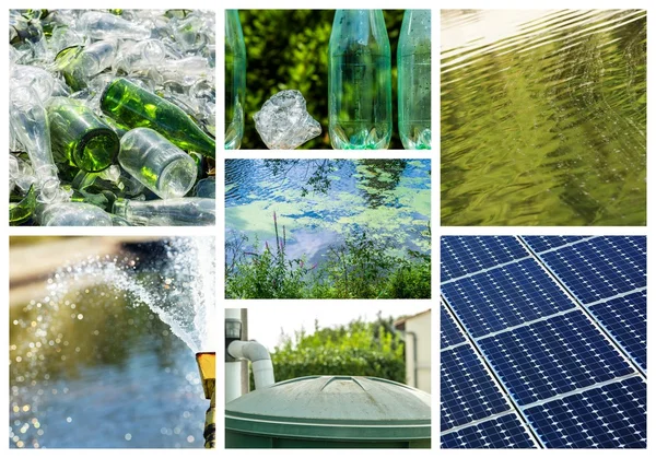 Collage over recycling op schone energie — Stockfoto