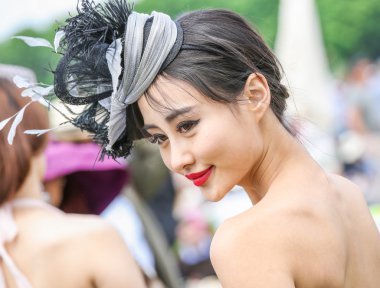 CHANTILLY - JUNE 15 : Lifestyle at Prix de Diane in racecourse, near Paris on June 15, 2014, France. clipart