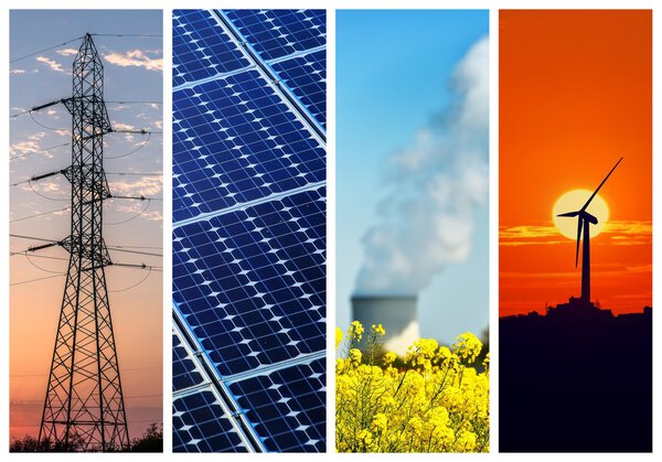 Концепции коллажа энергии и энергии
