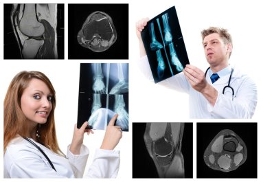 güzel genç doktorların tıbbi görüntüleme kolaj