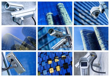 collage of security camera and urban video clipart