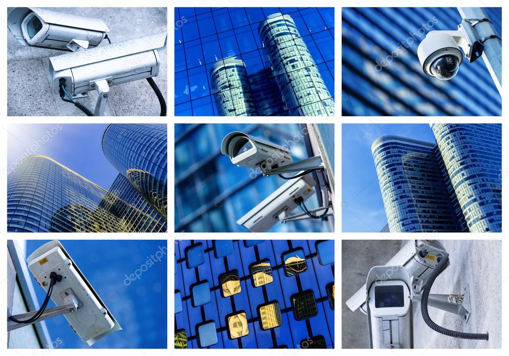 collage of security camera and urban video