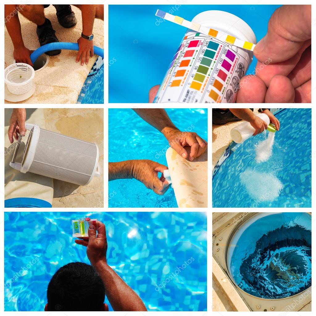 collage maintenance of a private pool