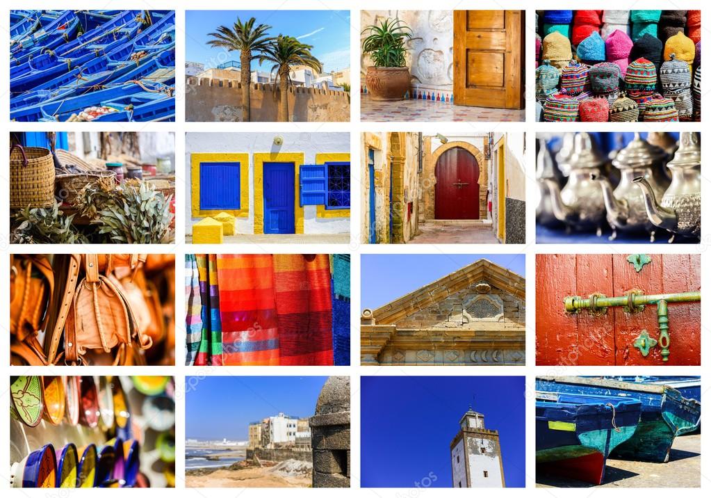 composition of objects or typical places of Morocco