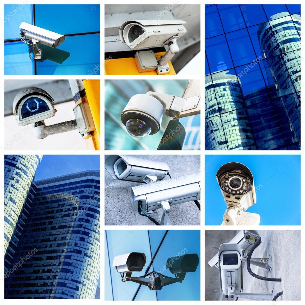 collage of security camera and urban video