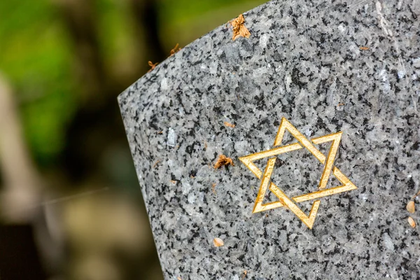 Joodse begraafplaats: Star of David op de grafsteen — Stockfoto