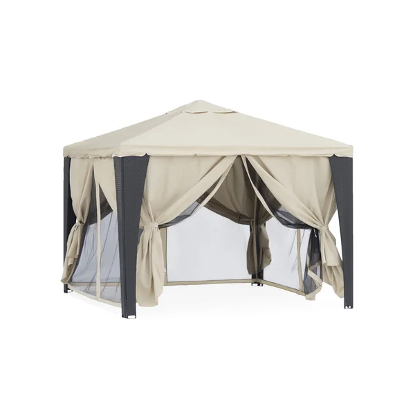 Aprire tenda beige su sfondo bianco — Foto Stock