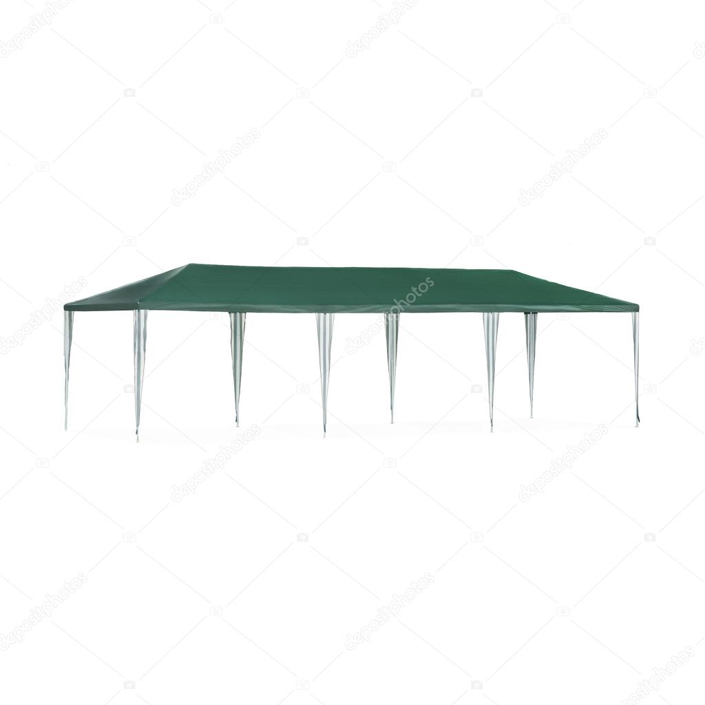 Open green awning on white background