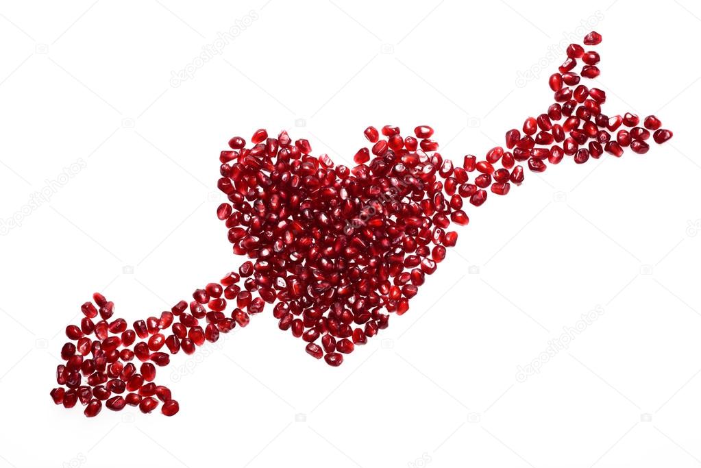 heart made from pomegranate seeds