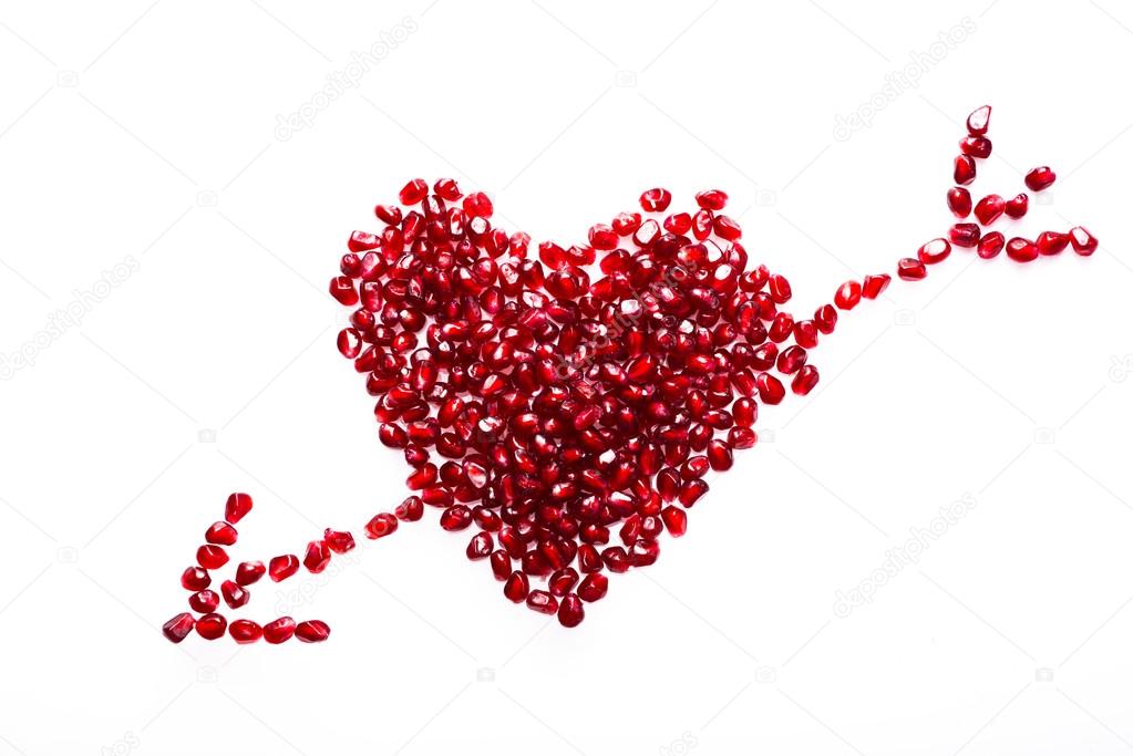 heart made from pomegranate seeds