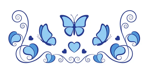 Kelebekler, yapraklar ve kalplerle süslenmiş köşe çiçeği düğün davetiyeleri ve hediye çeki için mükemmeldir.