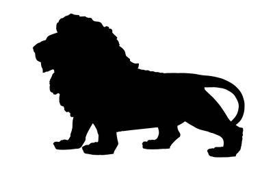 Aslan siyah silueti. Vektör illüstrasyonu.