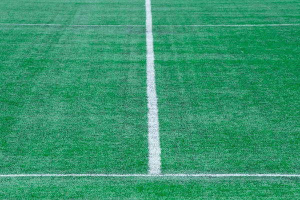 Einfacher Hintergrund Von Einem Fußballplatz Weiße Linien Auf Einem Grünen — Stockfoto