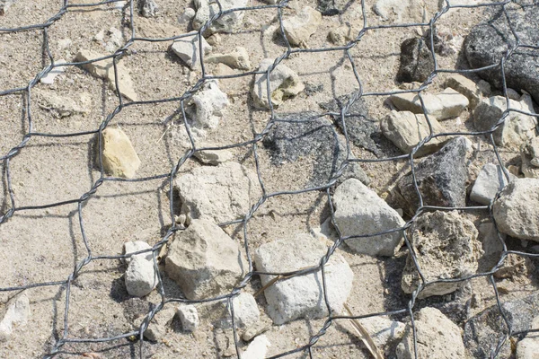 Küstenschutz Die Küste Ist Mit Stahlnetzen Verstärkt Schutz Der Küste — Stockfoto