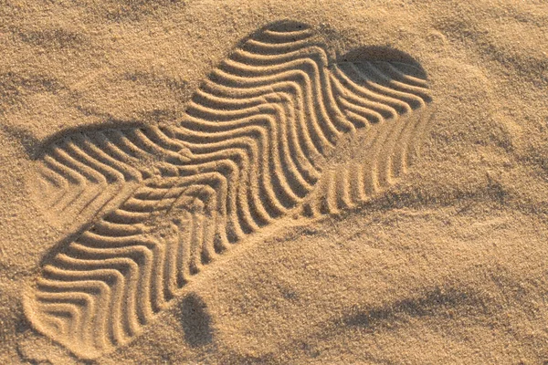 Two Footmarks Sand Beautiful Sand Background Geometric Pattern Travel Stop — Stock Photo, Image