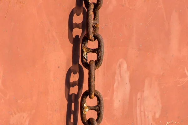 Starý Rezavý Železný Řetěz Molu Kovové Pozadí Kopírovací Prostor — Stock fotografie