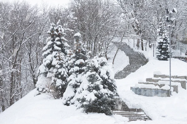 Snow-covered stairs — Stock Photo, Image