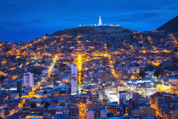 Vista notturna di Oruro, Bolivia — Foto Stock