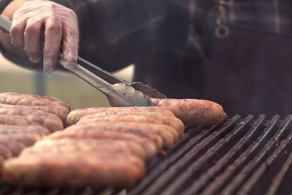 Embutidos de chorizo, barbacoa, asado —  Fotos de Stock