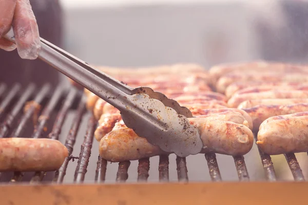 Embutidos de chorizo, barbacoa, asado —  Fotos de Stock