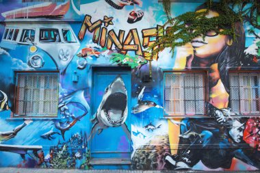 Buenos Aires, Arjantin - 3 Mayıs: Renkli sokak sanatı, Palermo 