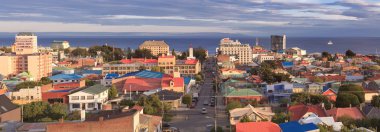 View of Punta Arenas with Magellan Strait in Patagonia, Chile, S clipart