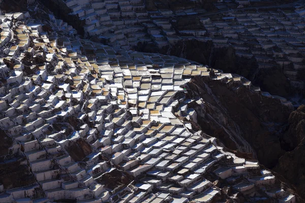 Weergave van zout vijvers, maras, cuzco, peru — Stockfoto