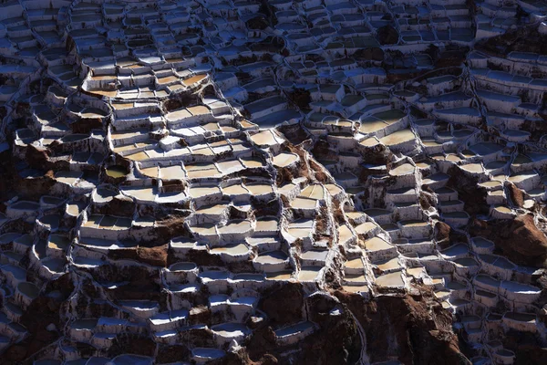 Weergave van zout vijvers, maras, cuzco, peru — Stockfoto