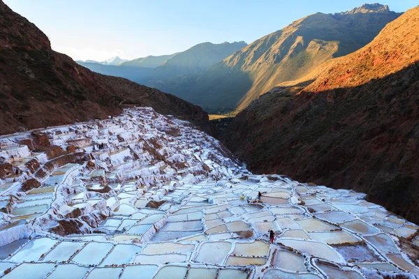 Weergave van zout vijvers, maras, cuzco, peru — Stockfoto