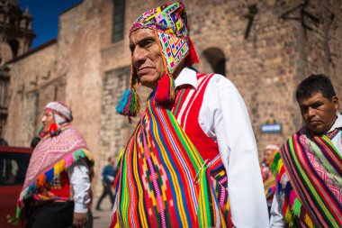 Bilinmeyen Perulu insanlar üstünde bir karnaval Cuzco, Peru