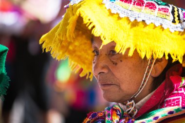 Unknown peruvian people on a carnival in Cuzco, Peru clipart