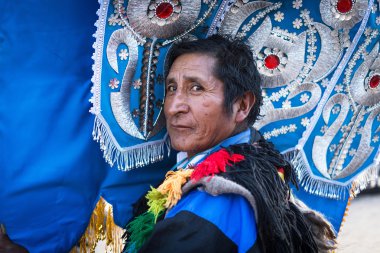 Bilinmeyen Perulu insanlar üstünde bir karnaval Cuzco, Peru