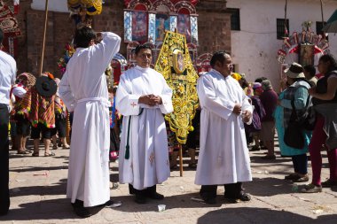 Bilinmeyen kişi vaftiz babası ders dini tatile Cuzco, Peru, katılmak