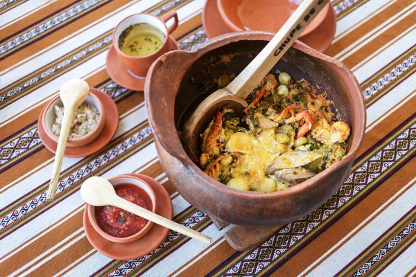 Chupe de camarones, Peru udang Chowder — Stok Foto