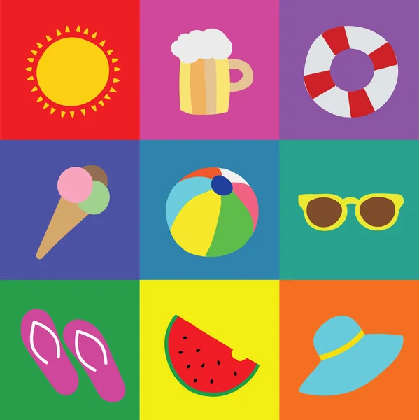 Colección vectorial de símbolos de verano — Vector de stock